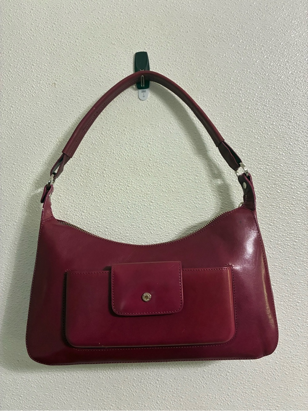 Monsac  Burgundy Magenta leather Shoulder Bag  sleek Women's Satchel